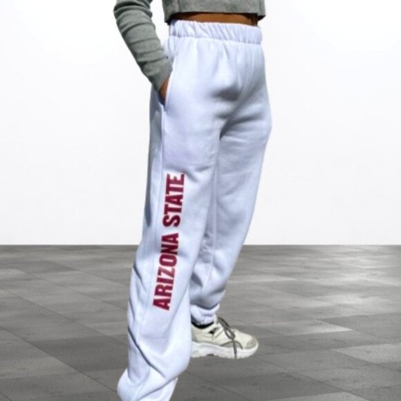 HYPE AND VICE Arizona State ASU Cozy Basic Boyfriend Sweats, White XS NWT
